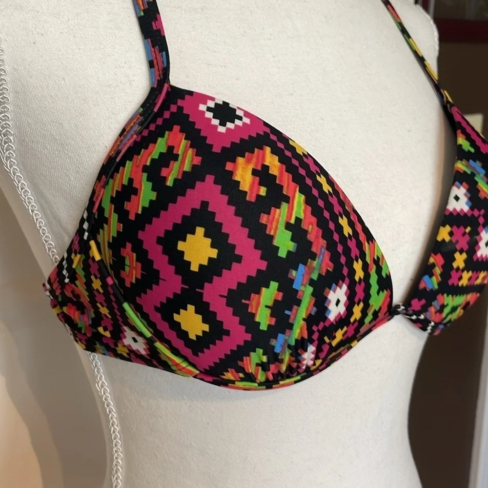 Xhilaration Colorful Geometric Bikini Top